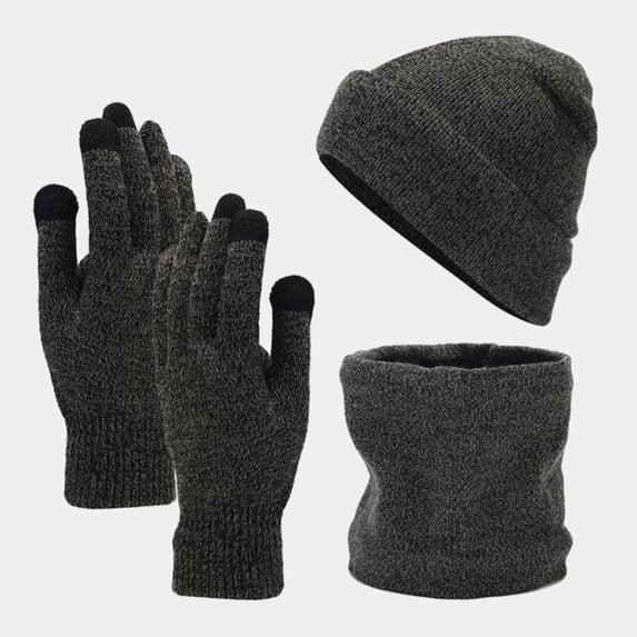 Unisex Knit Beanie Long Hat Scarf Gloves Set Winter Warm Gift