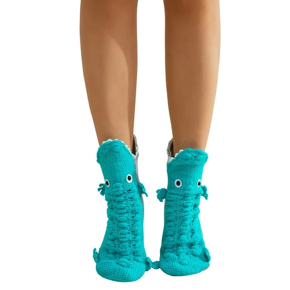 Unisex Knit Funny Animal Crocodile Socks Novelty Shark Crocodile Floor Socks Wool Winter Warm Thick Casual Sock