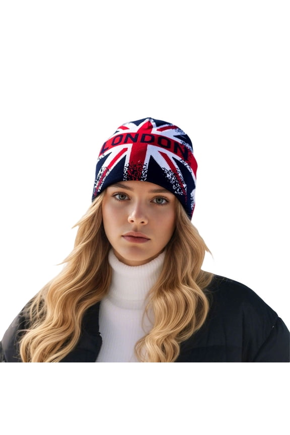 Unisex Knit Hat American Flag Print Winter Warm Beanie Cap