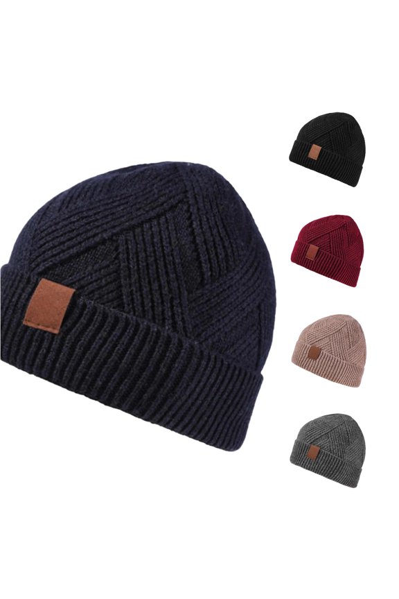 Unisex Knit Hat Double Layer Lined Earflap Autumn Winter Headwear