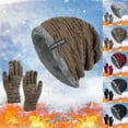 thumbnail image 1 of Unisex Knit Hat and Glove Set Solid Color Thermal Ear Protection Winter Accessories Combo, 1 of 7