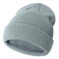 thumbnail image 1 of Unisex Knit Soft Warm Cuffed Beanie Hat Winter Camo Hats for Kids,Color:Grey,Size:2-6 Years, 1 of 3