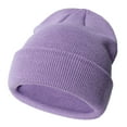 thumbnail image 1 of Unisex Knit Soft Warm Cuffed Beanie Hat Winter Camo Hats for Kids,Color:Light Purple,Size:3-24 Months, 1 of 3