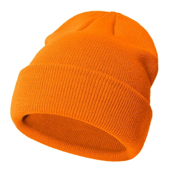 Unisex Knit Soft Warm Cuffed Beanie Hat Winter Camo Hats for Kids,Color:Orange,Size:2-6 Years