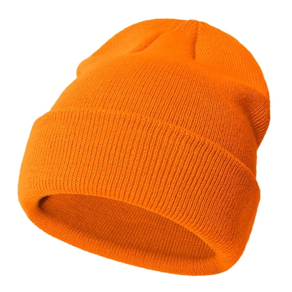 Ticikt Kids Knit Beanie Hat, Acrylic Cotton Blend Warm Winter Cap, Stretchy Skull Hat for Baby Toddler Boys Girls,Color:Orange,Size:2-6 Years