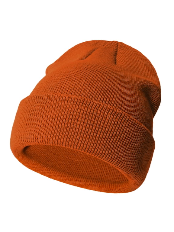 Kids Knit Beanie Hat, Soft Stretchy Winter Warm Skull Cap for Toddler Boys Girls,Color:Orange2,Size:3-24 Months