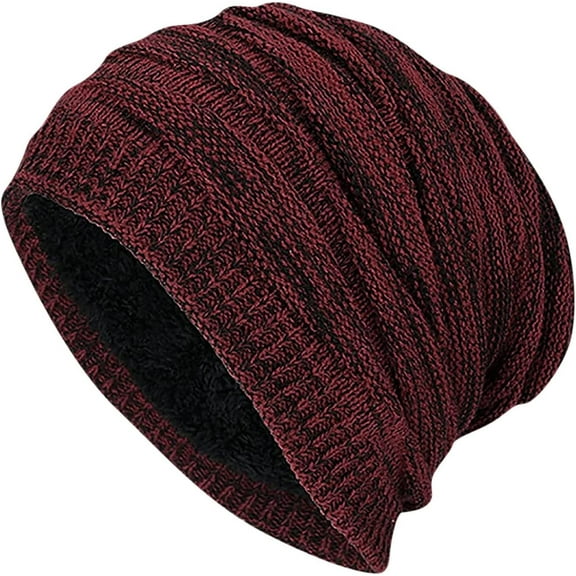 Unisex Knitted Beanie Hat Slouch Cap Soft Warm Plush Winter Hat