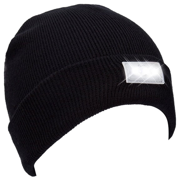 Unisex Knitted Beanie Hat with 5 LED Flashlight, Winter Beanie Cap for Outdoor Running, Walking, Camping and Work TIKA