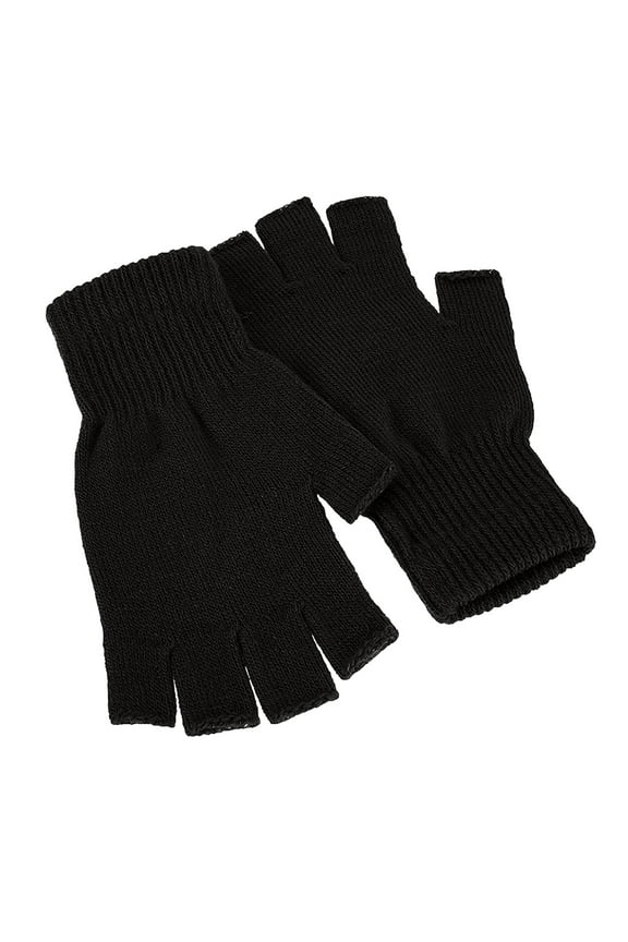 Unisex Knitted Half Finger Gloves - Open Finger Design for Winter, Warm Stretchy Gloves for Phone Use