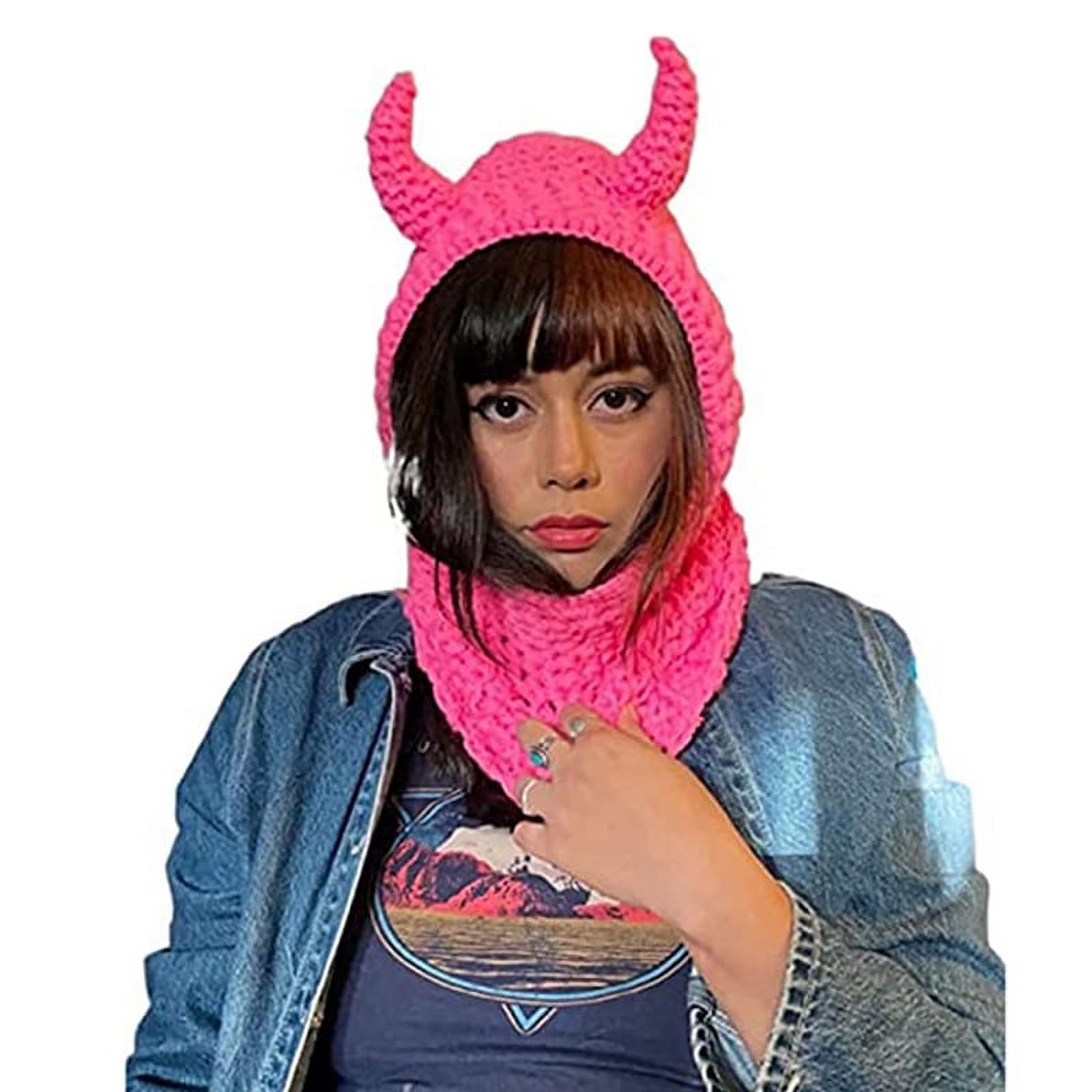 Unisex Knitted Hat Handmade Crochet Solid Color Balaclava Beanie with