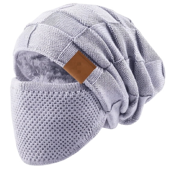 Unisex Knitted Hat & Mask Light Beanie with Ear Neck & Cheek Coverage for Cold Weather Outdoor Snow Sports.
