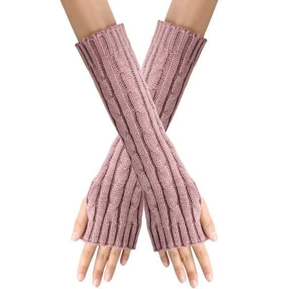 Unisex Knitted Warm Fingerless Gloves with Thumb Hole Multicolor One Size