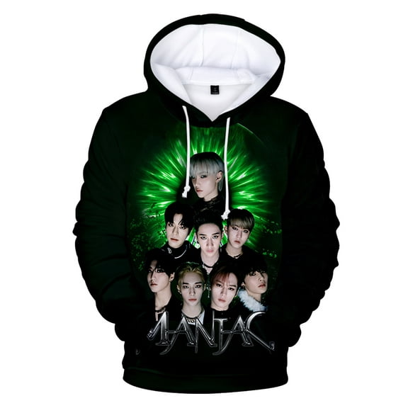 Unisex Kpop Stray Kids MANIAC 3D Hoodie Sweatshirt America Tour 2022 Logo Printed Pullovers Long Sleeve Pullover