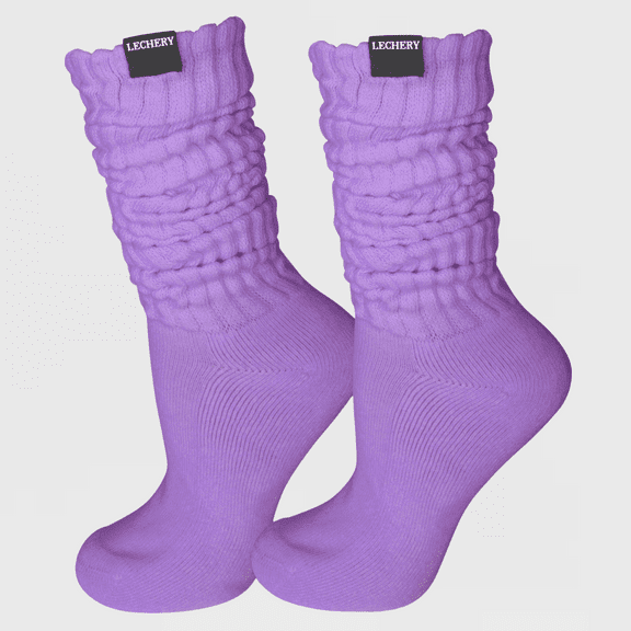 LECHERY Unisex Scrunch Slouchy Woven Tab Socks (1 Pair) - One Size, Lilac