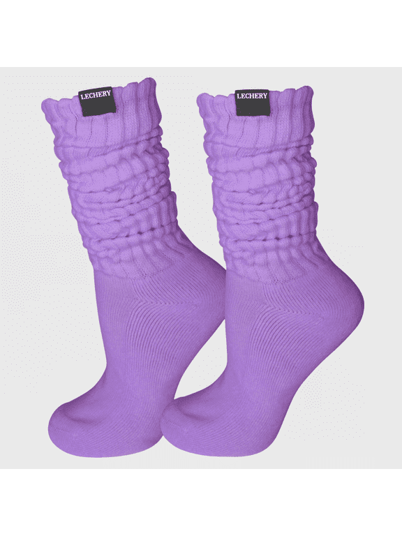 Unisex Scrunch Slouchy Woven Tab Socks (1 Pair) - One Size, Lilac