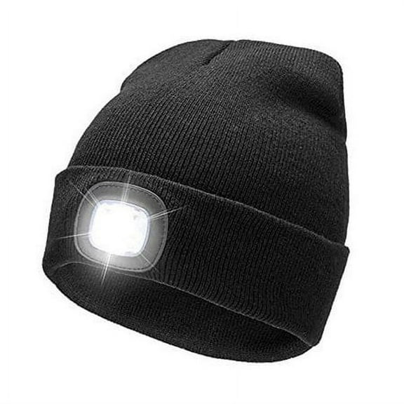 Unisex LED Beanie Hat, Hands-Free Warm Winter Knitted Hat with LED Flashlight for Hiking, Biking, Camping