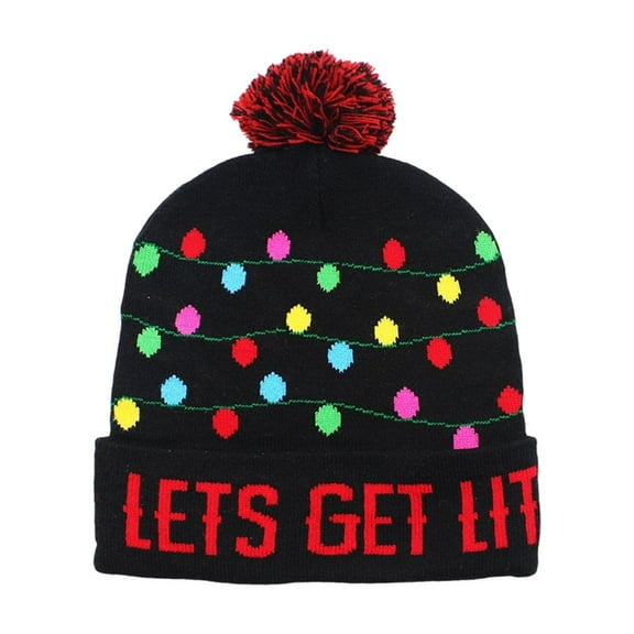 Unisex LED Light-up Christmas Sweater Hat Novelty Knitted Xmas Beanie Cap for Party Holiday Xmas Christmas Party Supplies