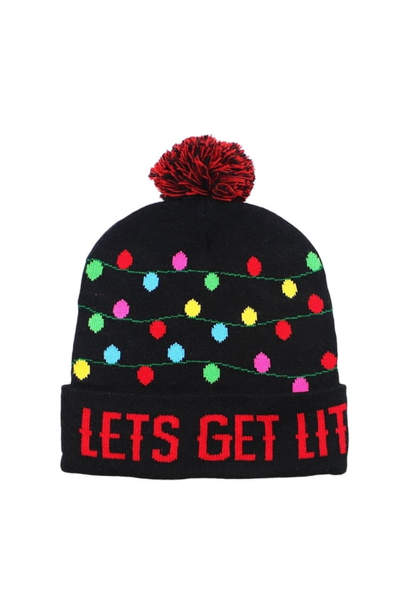 Unisex LED Light-up Christmas Sweater Hat Novelty Knitted Xmas Beanie Cap for Party Holiday Xmas Christmas Party Supplies
