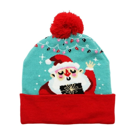 Unisex LED Light-up Christmas Sweater Hat Novelty Knitted Xmas Beanie Cap for Party Holiday Xmas Christmas Party Supplies