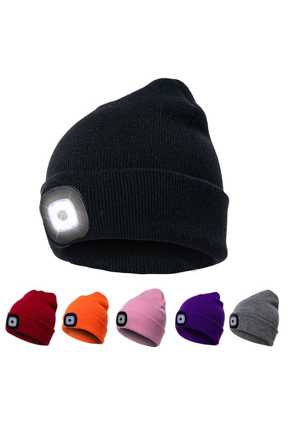 Unisex LED Lighted Beanie Hat Winter Knitted Night Lighted Hat