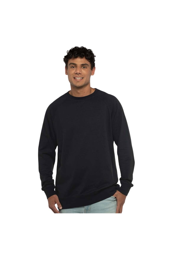 Unisex Laguna Raglan Crewneck Sweatshirt 60/40 Cotton/polyester Fleece Long Sleeve Cozy Sweater (Black, 3XL)