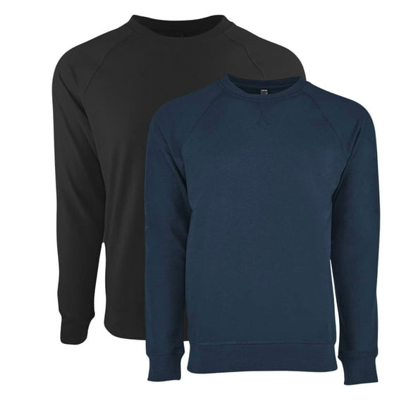 Unisex Laguna Raglan Crewneck Sweatshirt 60/40 Cotton/polyester Fleece Long Sleeve Cozy Sweater (Graphite-Black Cool-Blue 2PCS, M)