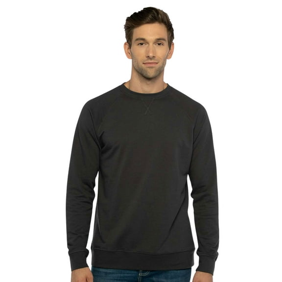Unisex Laguna Raglan Crewneck Sweatshirt 60/40 Cotton/polyester Fleece Long Sleeve Cozy Sweater (Graphite-Black, L)