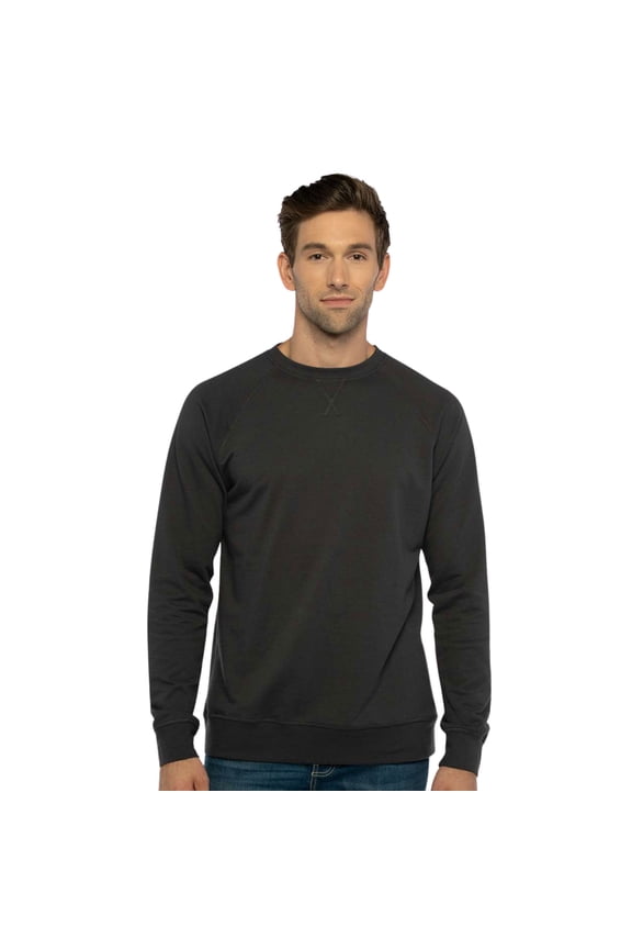 Unisex Laguna Raglan Crewneck Sweatshirt 60/40 Cotton/polyester Fleece Long Sleeve Cozy Sweater (Graphite-Black, L)