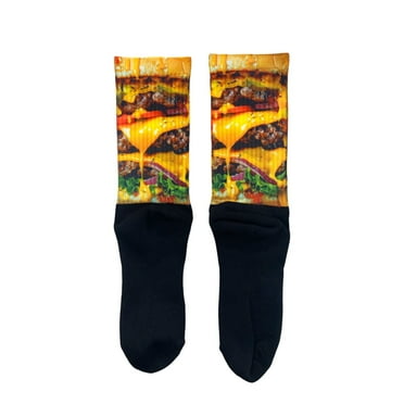 Unisex Large Sole Food Cheeseburger Sublimated Socks by Thread Pros