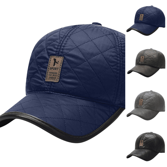 Unisex Leather Baseball Cap, Men Adjustable Structured Classic Baseball Cap Hat Windproof Water Resistant Outer Material Daily Driving Caps Navy One Size