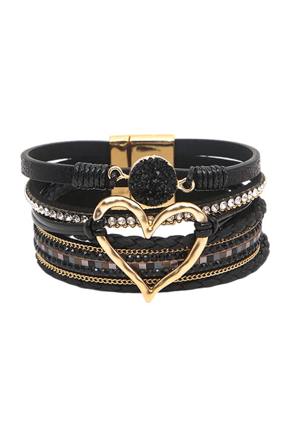 Unisex Leather Bracelet Bohemian Hand-Woven Multilayer Anklet Geometric Electroplated Adornment
