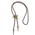 thumbnail image 1 of Unisex Leather Cord Bolotie for Rodeos Enthusiasts Adjustable Necktie Necklace Chain with Metal Star Turquoises Pendant, 1 of 8