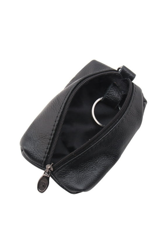 Unisex Leather Key Case Wallet Pouch Bag Keychain Holder With Key Ring Zipper, Multi-Functional Storage For Keys Coins Cards And Small Items, Unisex For Daily Commute Travel And