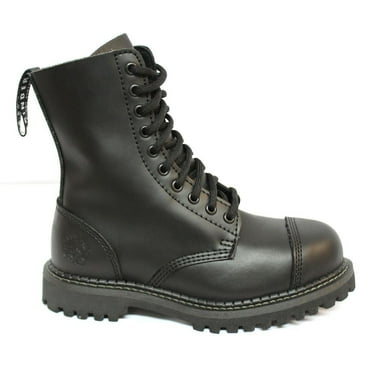 Unisex Leather Military Boots Black Ginders Safety Steel Toe
