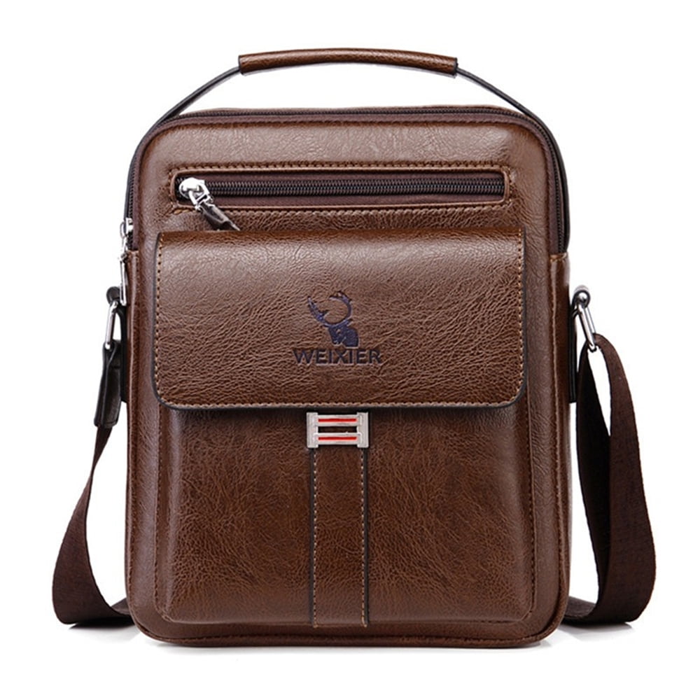Unisex Leather Shoulder Bag Large Capacity Retro Outdoor Travel ...