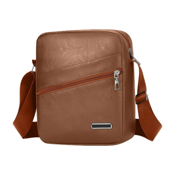 Unisex Leather Sling Bag Waterproof Portable Crossbody Chest Pack with Multiple Pockets for Travel Hiking Outdoor Cycling