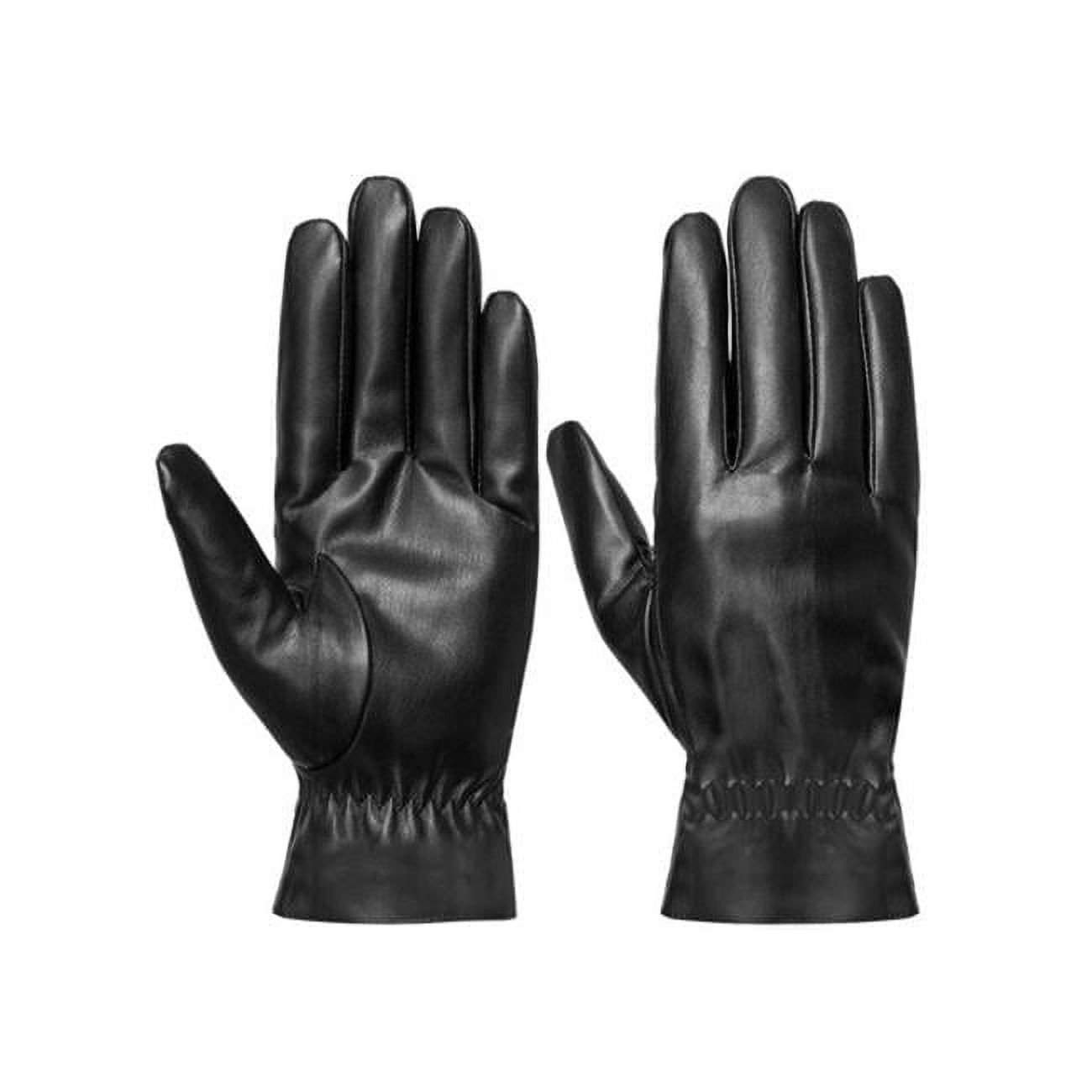 Unisex Leather Winter Warm Gloves Outdoor Windproof Soft Gloves Cycling Skiing Running Cold Winter Gloves - Black - Large