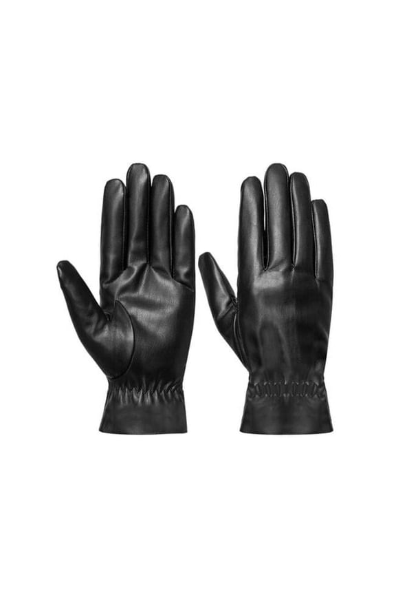 Unisex Leather Winter Warm Gloves Outdoor Windproof Soft Gloves Cycling Skiing Running Cold Winter Gloves - Black - Large