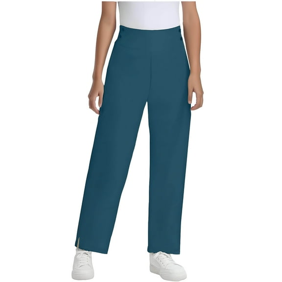 Unisex Leggings Kids Stretchy Casual Leggings Kids Full Length Plain Trousers Tights Pants for Girl Boys Green 7-8 Years