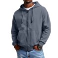 thumbnail image 1 of Unisex Leisure Sports Hooded Hoodie Jacket with Pockets - Gray M, 1 of 4