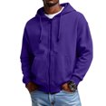 thumbnail image 1 of Unisex Leisure Sports Hooded Hoodie Jacket with Pockets - Purple M, 1 of 4
