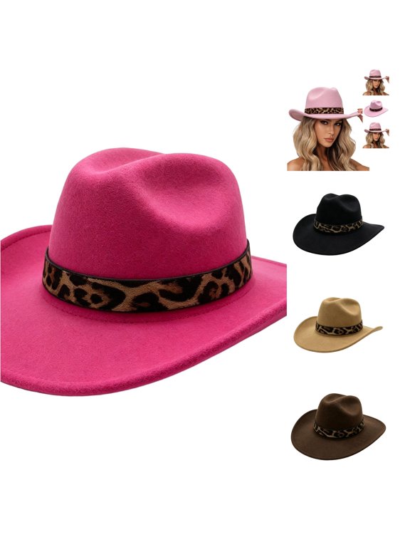 Unisex Leopard Print Fedora Jazz Hat with Curved Brim for Western Cowboy Style Headwear Versatile Seasonal Accessory for Home and Casual Occasions