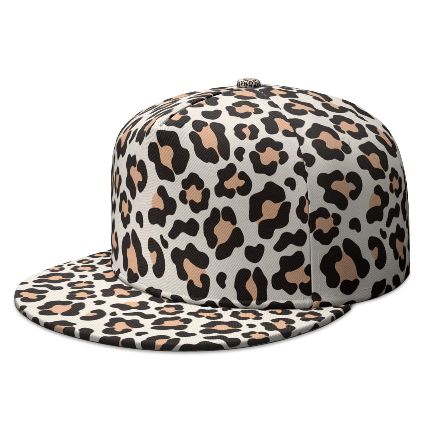Unisex Leopard Print Flat Brim Snapback Hat - Adjustable Streetwear Cap ...