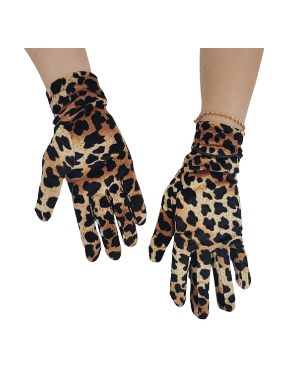 Unisex Leopards Pattern Gloves Breathable Polyester Cold Weather Handwear Essential