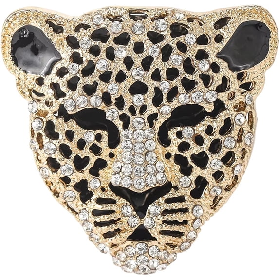 Unisex Leopards Shaped Brooches Rhinestone Leopard Pin Animal Lapel Pins Office Party Friend Accessories For Women (Gold)