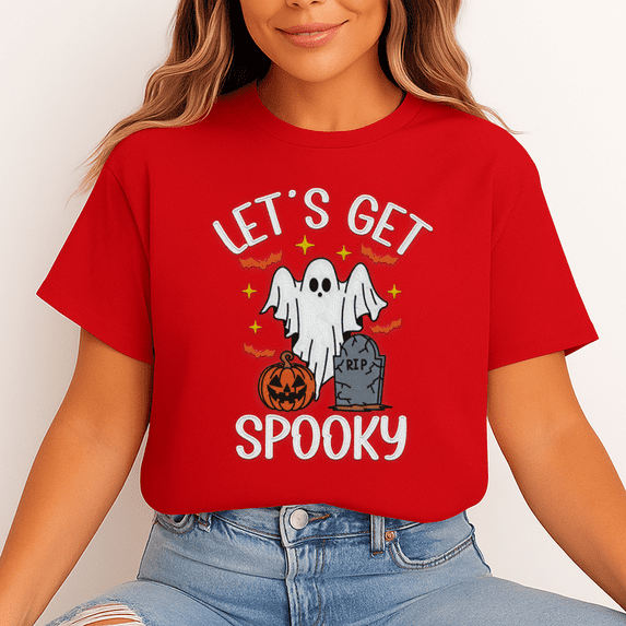 Unisex “Let’s Get Spooky” Halloween Ghost T-Shirt, 100% Cotton, Soft Vintage Graphic Tee – Gift for