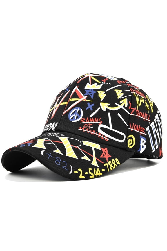 Unisex Letter Graffiti Art Print Baseball Cap Fashion Funny Trend Print Baseball Cap Adjustable Peaked Cap Outdoor Sports Couple Hats Adjustable Curved Brim Hats Sun