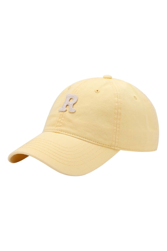 Unisex Letter R Embroidered Baseball Cap Curved Brim Wide Brim Sun Protection Dad Hat One Size