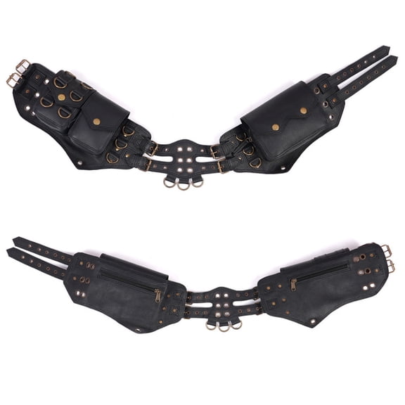 Unisex Light Brown Leather Waist Belt with Pockets, Side Pockets, Hidden Back Pockets for Small leather belts S - 28 TO 32