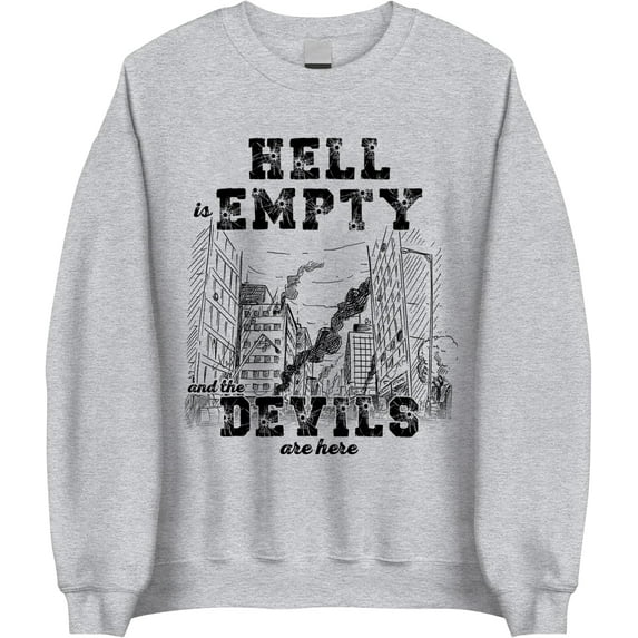 Unisex Light Pink Modern Athletic-Inspired Aaron Warner Hell Is Empty Crew Neck Sweatshirt